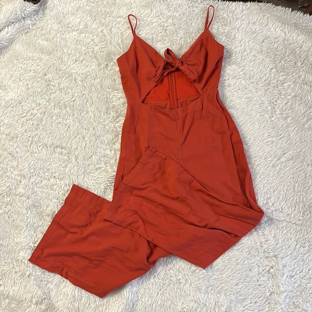 LINEN BOW TIE JUMPSUIT - Picture 2 of 4